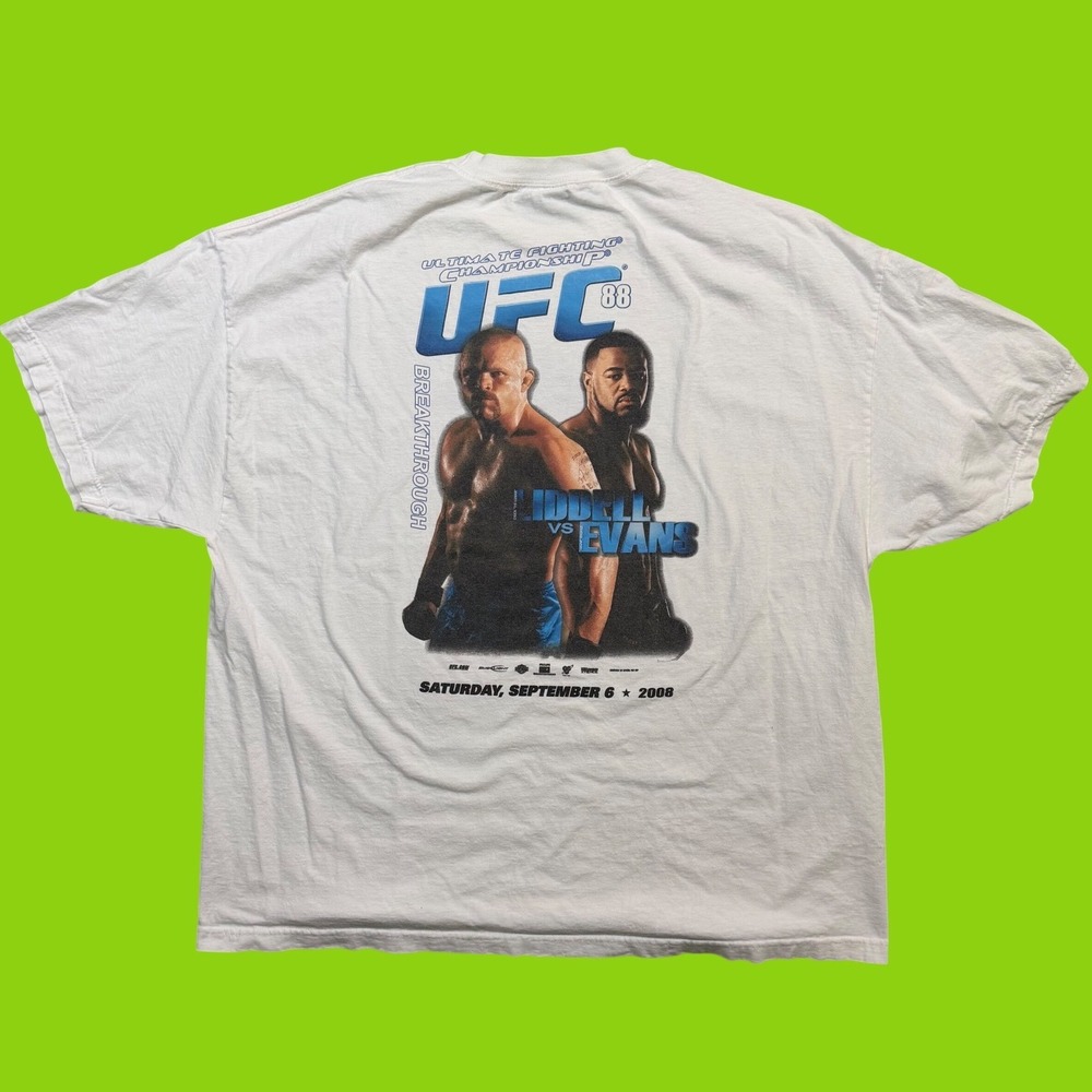 Vintage UFC 88 Breakthrough T-Shirt Liddell vs Evans 2008 White 3XL MMA Tee